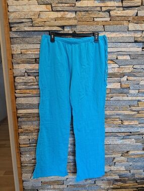 Ami Bright Turquoise Cotton Pull-On Pants, Size L